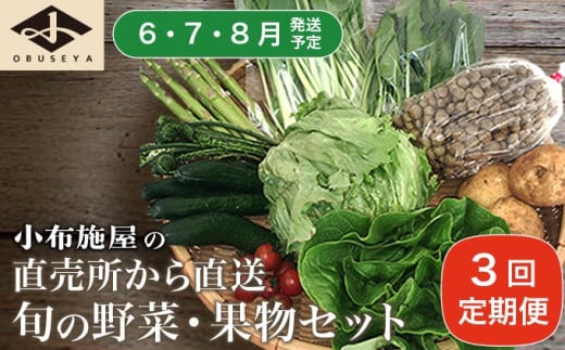 直売所から直送 旬の野菜・果物セット 3回コース 6～10品 ［小布施屋］定期便 野菜 やさい 果物 フルーツ 詰め合わせ 詰合せ  令和7年産【2025年6月 7月 8月 各月1回発送】