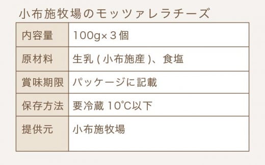 無添加 小布施牧場の搾りたてジャージー牛乳で作ったモッツァレラチーズ 100g × 3個 ［小布施牧場］チーズ モッツァレラ おつまみ サラダ 冷蔵便 クール便 プレゼント 長野 信州