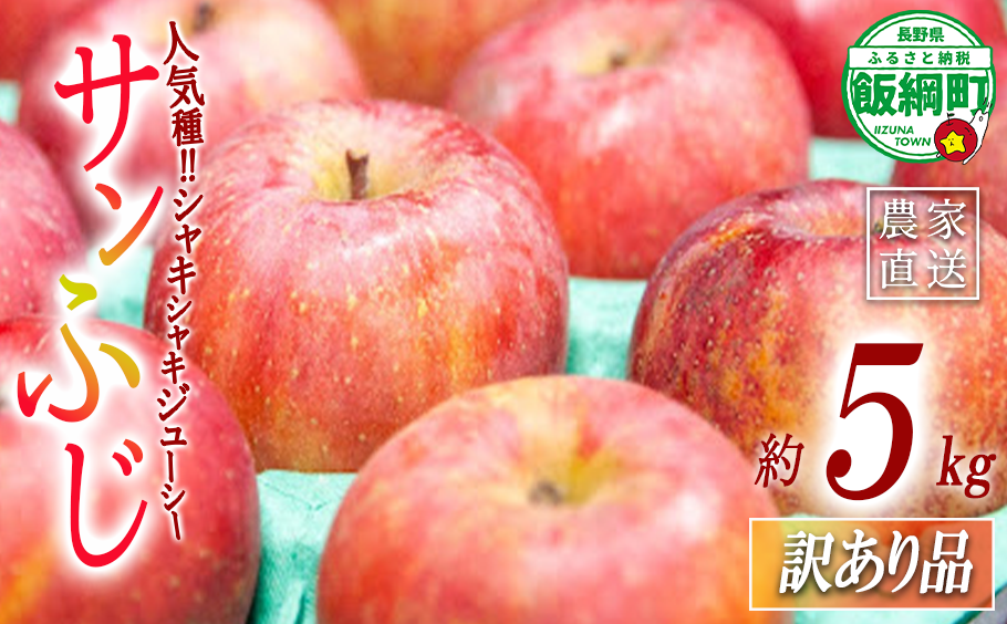 【 年明け発送 】 りんご サンふじ 訳あり 5kg 永野農園 沖縄県への配送不可 2026年1月上旬頃から2026年2月中旬頃まで順次発送予定 令和7年度収穫分 信州 果物 フルーツ リンゴ 林檎 長野 予約 農家直送 長野県 飯綱町 [0600]