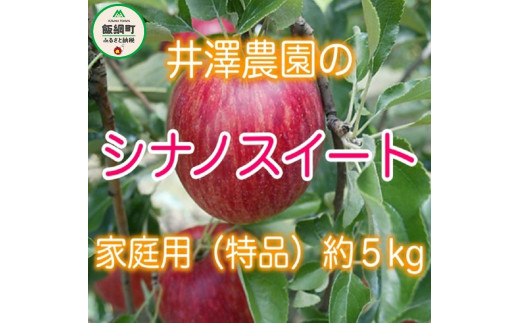 [0884]【令和6年度収穫分】シナノスイート　家庭用5kg　サイズおまかせ　※沖縄および離島への配送不可　※2024年10月上旬頃から順次発送予定　井澤農園　エコファーマー認定　減農薬栽培　化学肥料不使用　飯綱町川上大窪谷