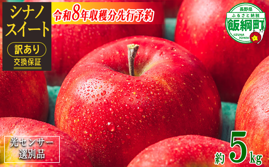 【 感謝りんご / 光センサー選別品 】 りんご シナノスイート 訳あり 5kg （ 12玉 〜 25玉 ） 交換保証 ながの農業協同組合 2026年10月上旬頃から2026年11月上旬頃まで順次発送予定 令和8年度収穫分 傷 不揃い リンゴ 林檎 果物 フルーツ 信州 長野 12000円 予約 長野県 飯綱町 [1205]