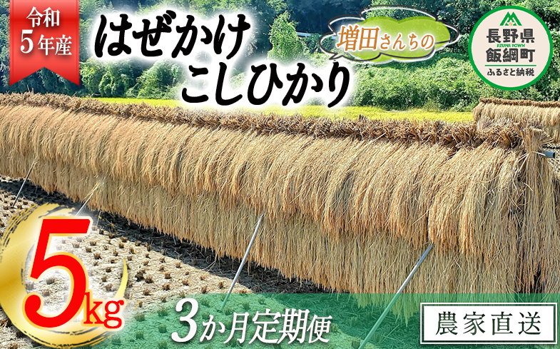 米 はぜかけ こしひかり 5kg × 3回 【 3か月 定期便 】( 令和5年産