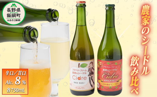 【 お酒 / 飲み比べセット 】 シードル ブラベリーファーム 甘口・辛口飲み比べセット 750ｍL×2本（甘口シードル750ml×1本 辛口シードル750ml×1本） 長野県飯綱町 [1761]