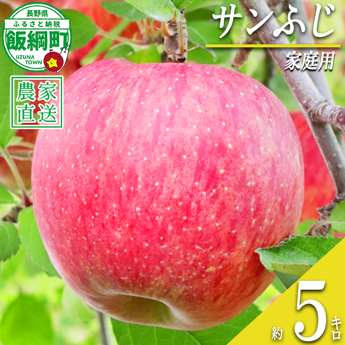 りんご おうちで食べるりんご サンふじ 家庭用 5kg 大友農場 エコファーマー認定 沖縄県への配送不可 2026年12月中旬頃から2027年1月下頃まで順次発送予定 令和8年度収穫分 信州 果物 フルーツ リンゴ 林檎 長野 予約 農家直送 長野県 飯綱町 [0835]