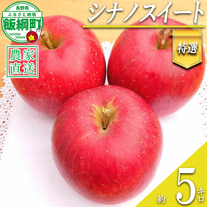 りんご シナノスイート 特選 5kg やまじゅうファーム 沖縄県への配送不可 2026年10月中旬頃から2026年10月下旬頃まで順次発送予定 令和8年度収穫分 信州の環境にやさしい農産物 減農薬栽培 長野県 飯綱町 [0522]