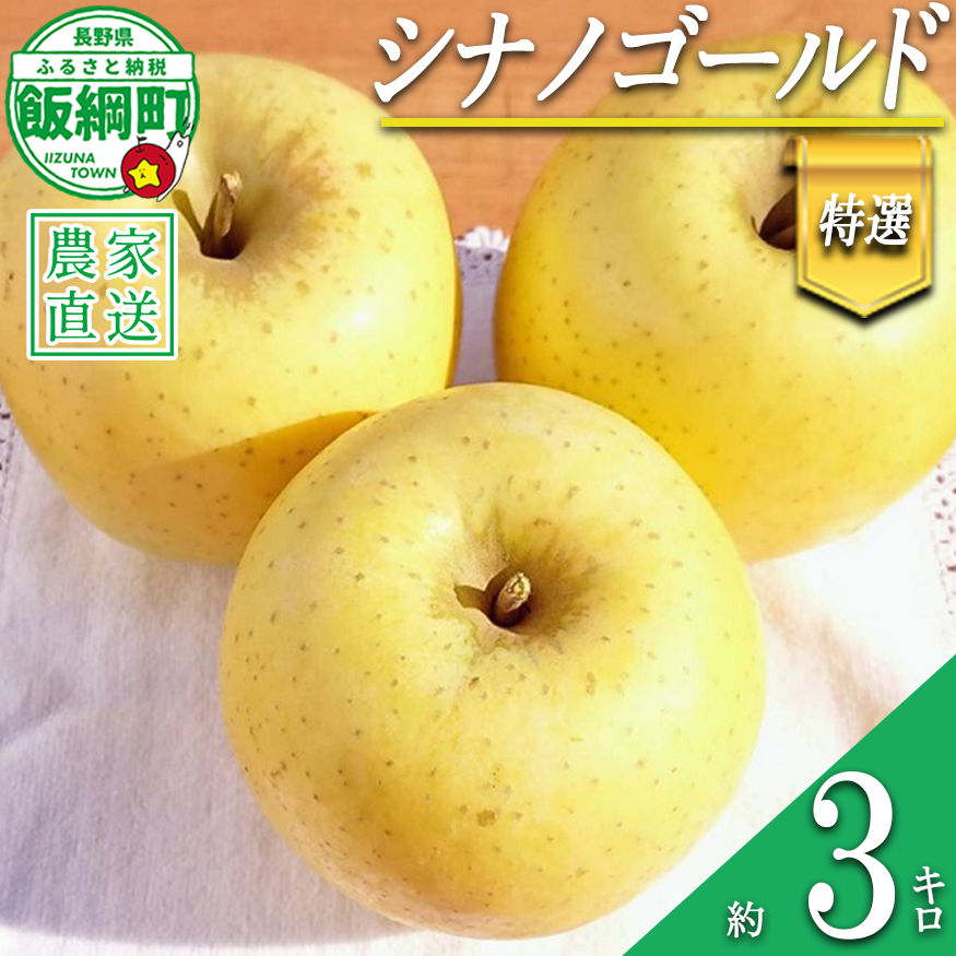 りんご シナノゴールド 特選 3kg やまじゅうファーム 沖縄県への配送不可 2026年11月上旬頃から2026年11月下旬頃まで順次発送予定 令和8年度収穫分 信州の環境にやさしい農産物 減農薬栽培 長野県 飯綱町 [0854]
