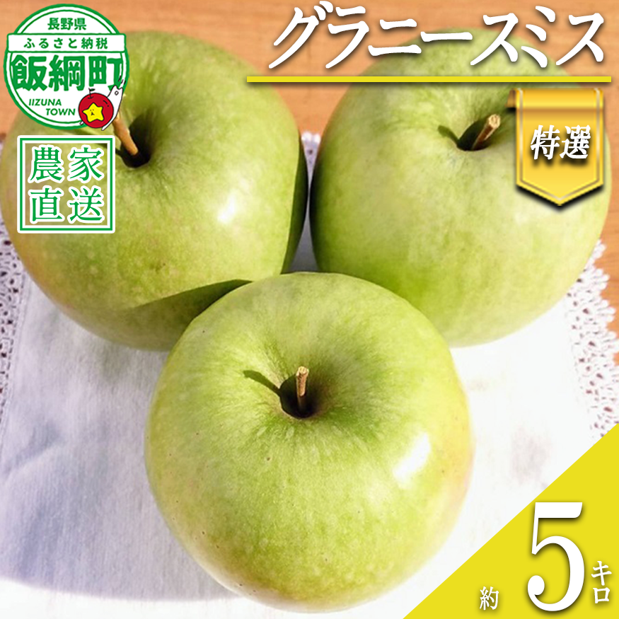りんご グラニースミス 特選 5kg やまじゅうファーム 沖縄県への配送不可 2026年12月中旬頃から2027年1月下旬頃まで順次発送予定 令和8年度収穫分 信州の環境にやさしい農産物 減農薬栽培 長野県 飯綱町 [0531]