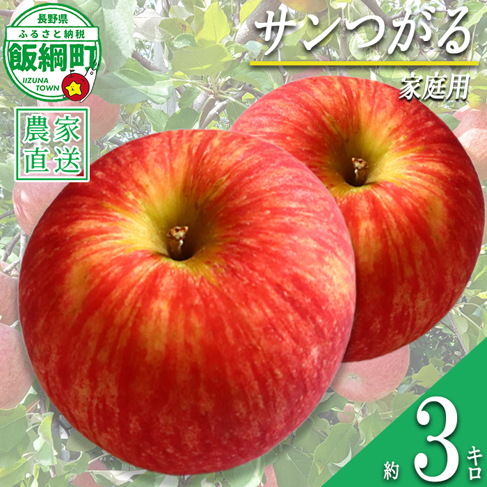 りんご サンつがる 家庭用 3kg 永野農園 沖縄県への配送不可 2026年8月下旬頃から2026年9月中旬頃まで順次発送予定 令和8年度収穫分 信州 果物 フルーツ リンゴ 林檎 長野 予約 農家直送 長野県 飯綱町 [0487]
