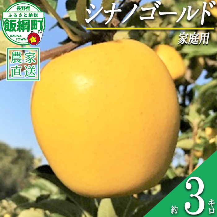 りんご シナノゴールド 家庭用 3kg ファームトヤ 沖縄県への配送不可 2026年11月中旬頃から2027年1月上旬頃まで順次発送予定 令和8年度収穫分 信州 果物 フルーツ リンゴ 林檎 長野 予約 農家直送 長野県 飯綱町 [1422]