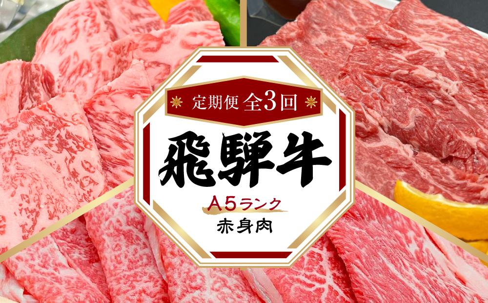 飛騨牛 A5 赤身 定期便 全3回 1.2kg（すき焼き しゃぶしゃぶ 焼肉） HF101　