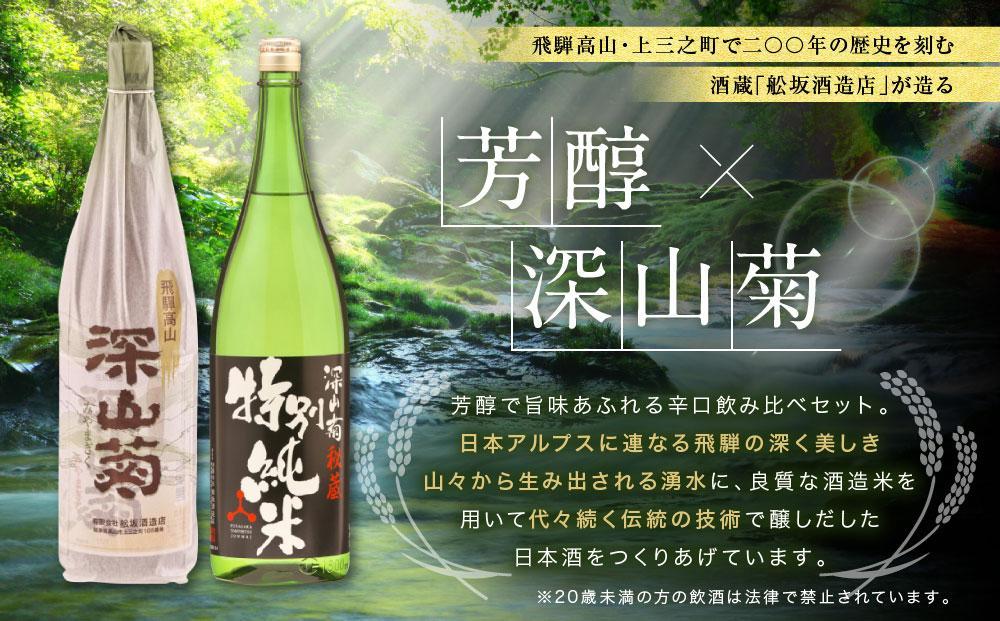 【12月配送】芳醇で辛口な深山菊飲み比べセット 1800ml×2 2種  |  年内配送が選べる 年内発送 日本酒 酒 お酒 上撰 特別純米 地酒 辛口 日付指定可 舩坂酒造 飛騨高山 FB032VC12