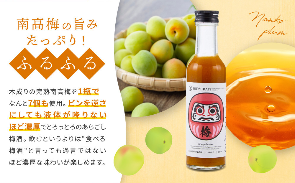 濃厚梅酒ふるふる 180ml×1本 | 梅酒 ウメシュ 南高梅 リキュール お酒 ギフト 飛騨高山 有限会社森瓦店 MM016