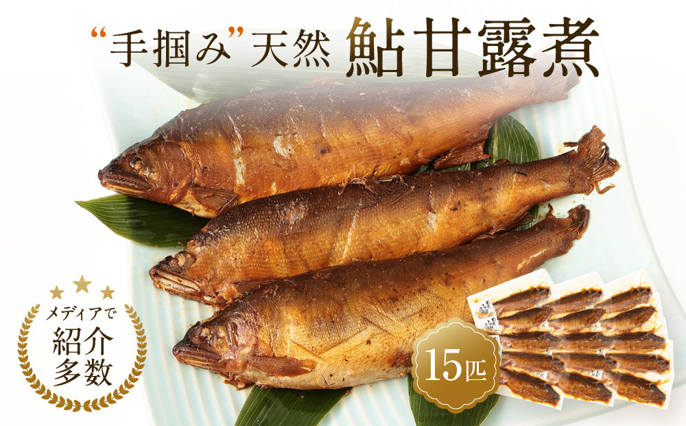 【個包装】秘伝のタレ使用！手掴み天然鮎甘露煮（15匹）| 化学調味料不使用 天然 魚 鮎 おいしい 食品 高山 有限会社井根鉄筋 SF003