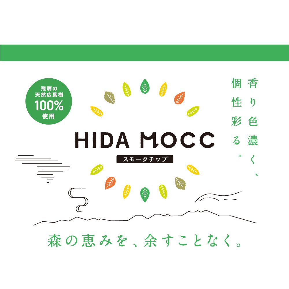 HIDA MOCC飛騨の広葉樹100％ 燻製チップ 100g×5種 詰め合わせ ナラ ブナ クリ ヤマザクラ マクルミ スモーク アウトドア   燻製 お手軽   TR3339