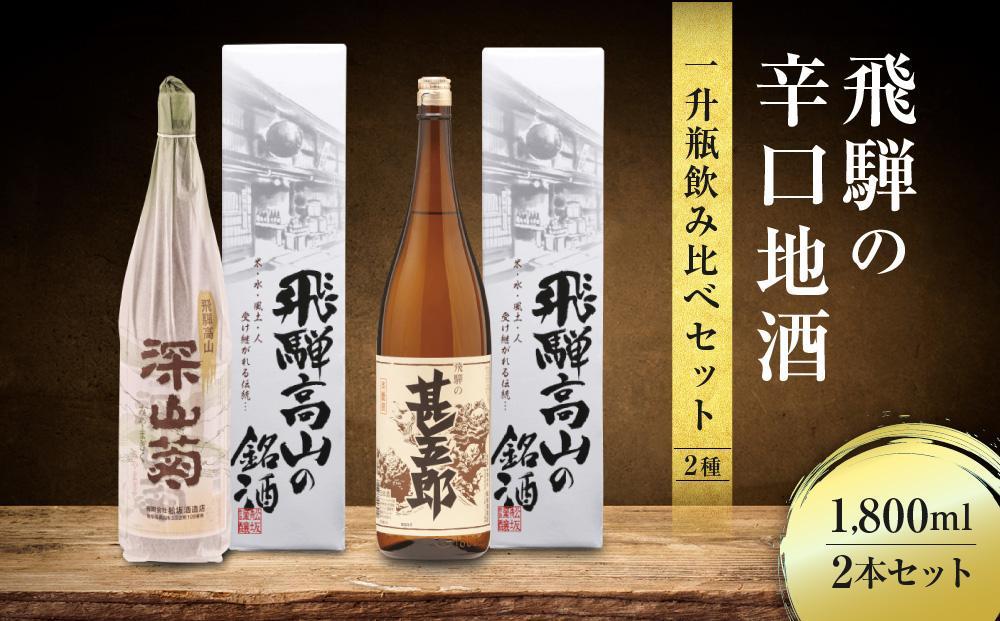 【12月配送】飛騨の辛口地酒一升瓶飲み比べセット 1800ml×2本 ｜ 年内配送が選べる 年内発送 2種 日本酒 酒 お酒 上撰 地酒 辛口  日付指定可 舩坂酒造 飛騨高山 FB029VC12