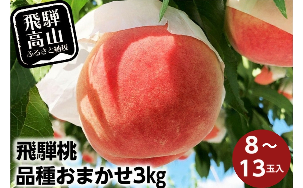 【令和8年産】≪7月下旬～順次発送≫ 飛騨桃 品種 おまかせ 3kg（8～13玉入り）| 数量限定 もも 桃 モモ くだもの 果物 フルーツ 15000円 1万5千円 飛騨高山 ぜんぞう果樹園 FX002-26