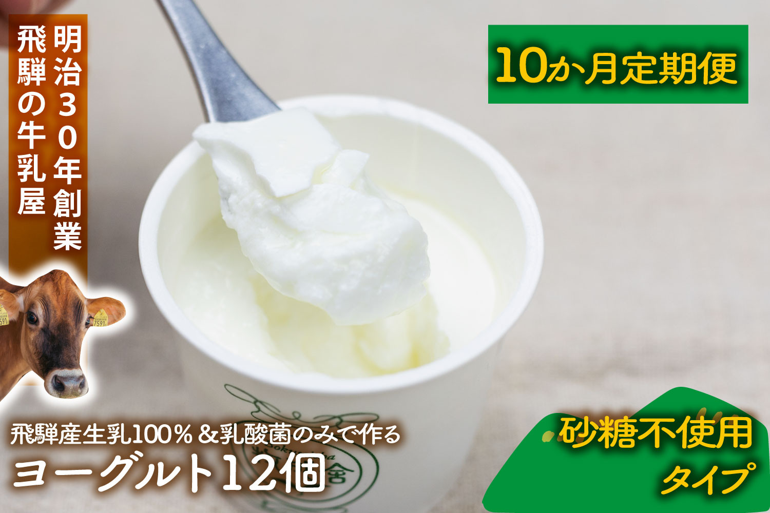 【10か月定期便】牧成舎のプレーンヨーグルト（砂糖不使用）12個入り 牧成舎 DF226