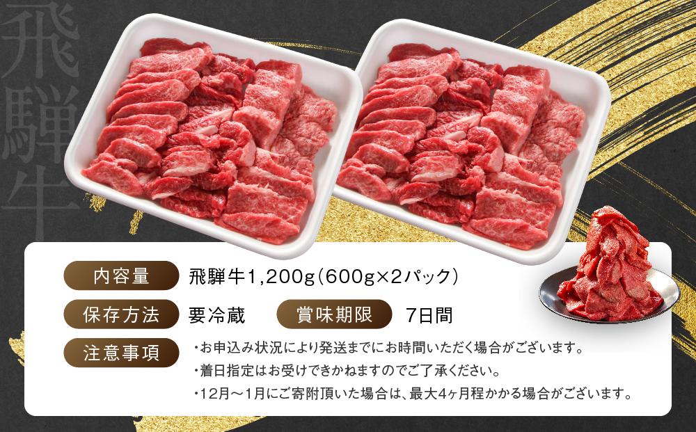 訳あり A5等級 飛騨牛 焼肉 切り落とし1200g |牛肉 黒毛和牛 BBQ 肉料理 ブランド牛 不揃い 株式会社岩ト屋 HF041