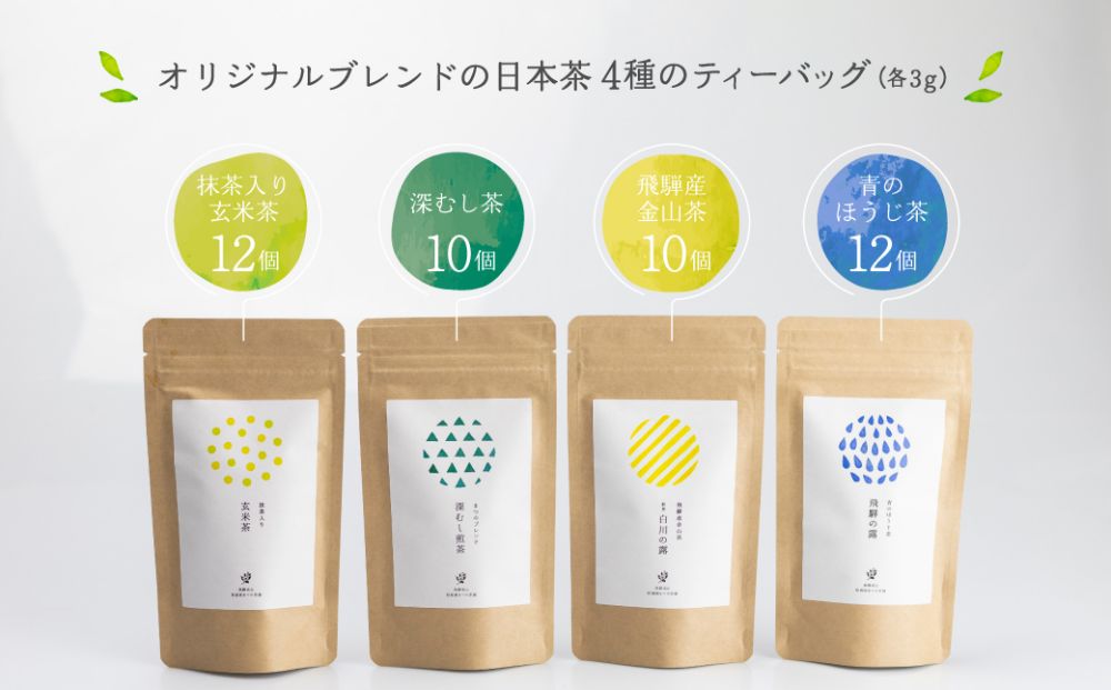  オリジナルブレンド ほっこり日本茶ティーバッグセット   お茶 緑茶 ほうじ茶 金山茶 玄米茶 ティーバッグ セット まとめ買い 日本茶 飲み比べ  セット a680     