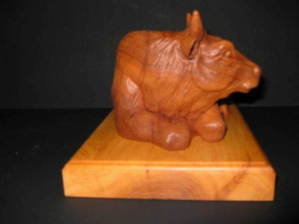 【数量限定】飛騨一位一刀彫 寝牛（大） 伝統工芸品 飛騨高山 吉野彫刻所 g117