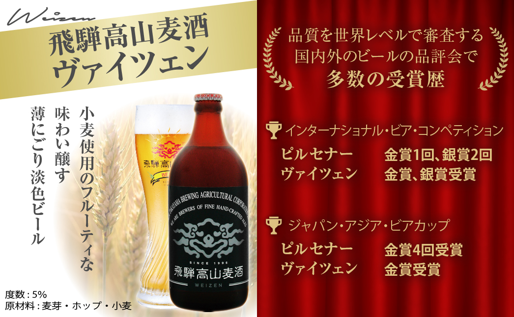 飛騨高山麦酒 爽快3本セット お酒 ビール クラフトビール 地ビール 飛騨高山 プレミアム 家飲み おうち時間 ピルセナー ペールエール ヴァイツェン 父の日  セット 贈答用 詰め合わせ a618 