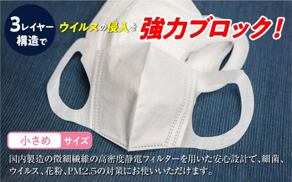 【定期便】3D サージカル マスク 小さめサイズ 60枚入×3個セット 6カ月 6回届く 180枚 大容量 不織布  平和メディク 国産 日本製 サージカルマスク 不織布マスク 使い捨て   立体 小さめ 子供用 女性用 6万円 TR3934 