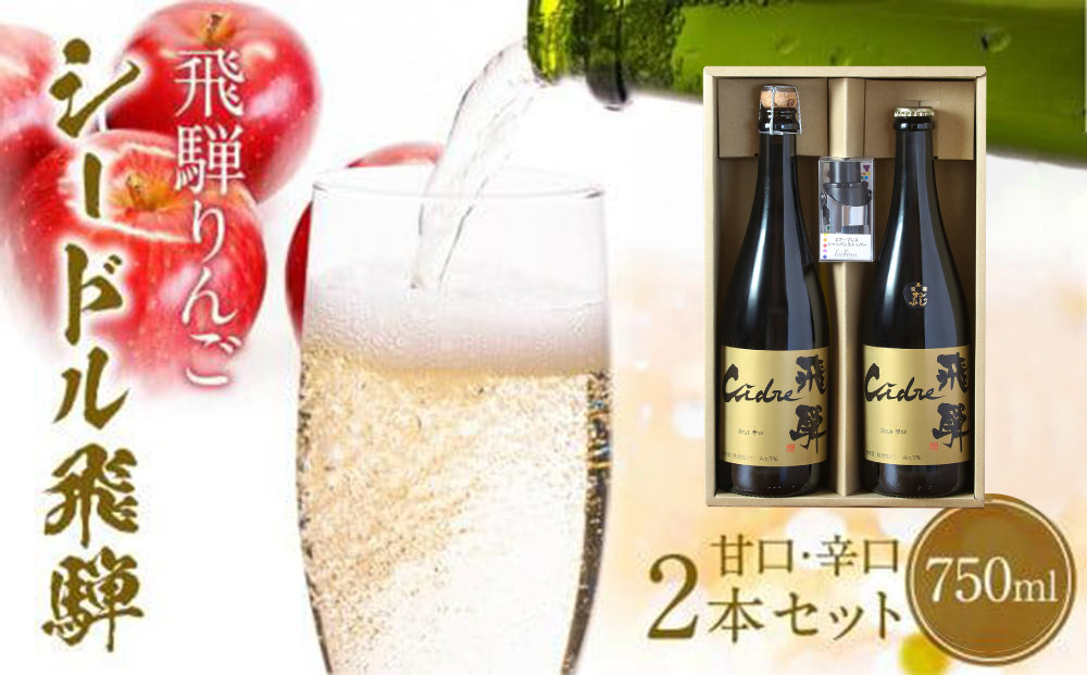 飛騨りんご シードル飛騨 辛口・甘口 750ml各1本セット | スパークリング スパークリングワイン シードル お酒 果実酒 りんご リンゴ 林檎 ワイン セット 化粧箱入り プレゼント 飛騨高山 木戸脇果樹園オーチャードハウス FP003