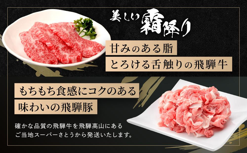 飛騨牛 焼肉 カルビ200g & 飛騨豚 バラ300g ファミリーストアさとう CY043VC13