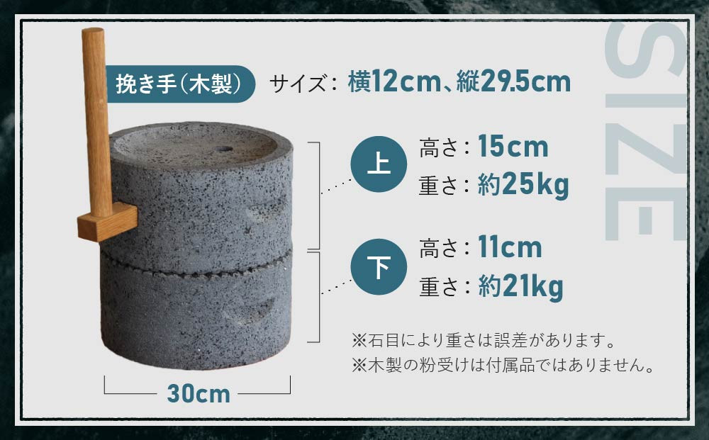飛騨溶岩石臼 蕎麦挽き 直径約30センチ | 石うす 飛騨溶岩 手打ち蕎麦 米 小麦 お茶 手挽き用 そば 家庭用 日本製 砂原石材 BE007