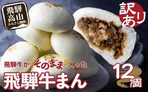 【通常配送】訳あり 飛騨牛まん 12個 | 肉まん 中華まん にくまん 牛まん 飛騨牛 簡易包装 飛騨高山 惣菜 発送時期が選べる 清水弥生堂 GV006VC13