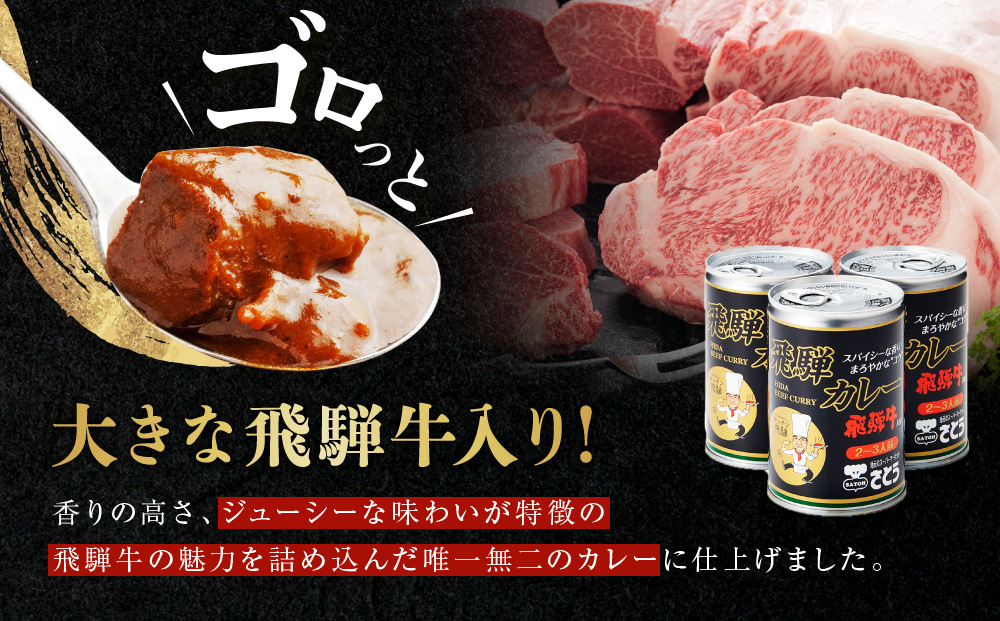 キッチン 飛騨監修 さとうオリジナル 飛騨牛カレー カレー缶 3缶セット 専用箱 飛騨高山 33-406　ファミリーストアさとう 33-406 a553