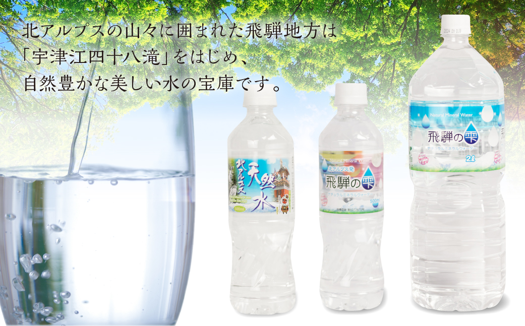 【年内配送 12月25日まで受付】天然水 飛騨の雫 500ml×48本 (2ケース) 水 ペットボトル 飲料水 500ミリ年内発送 白啓酒店 飛騨高山 JS013