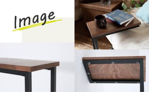 【12月配送】鉄脚の サイドテーブル | 年内発送 アイアンテーブルミニテーブル ナイトテーブル ローテーブル 木製   ブラックウォルナット 天然木 家具 机 飛騨高山 ヒダコレ家具 GF030VC12