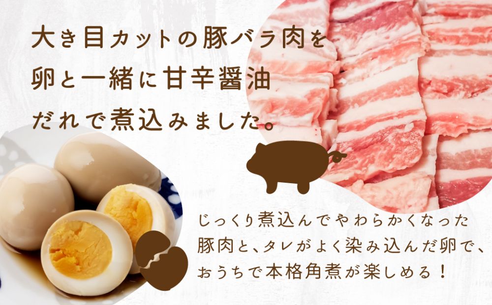 【煮卵1個付き】角煮丼の素 6食 角煮 豚角煮 肉 お肉 惣菜 美味しい 豚肉 お取り寄せ グルメ 醤油タレ煮込み済 小分け 常温保存 お手軽 便利 温めるだけ 人気 おすすめ ふるさと 送料無料 飛騨高山牧場 TR3319