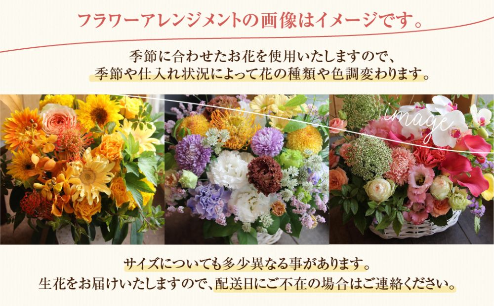  お花の デザインアレンジメント ・ カゴ付き アレンジメント 季節の花  生花 花 TR3350