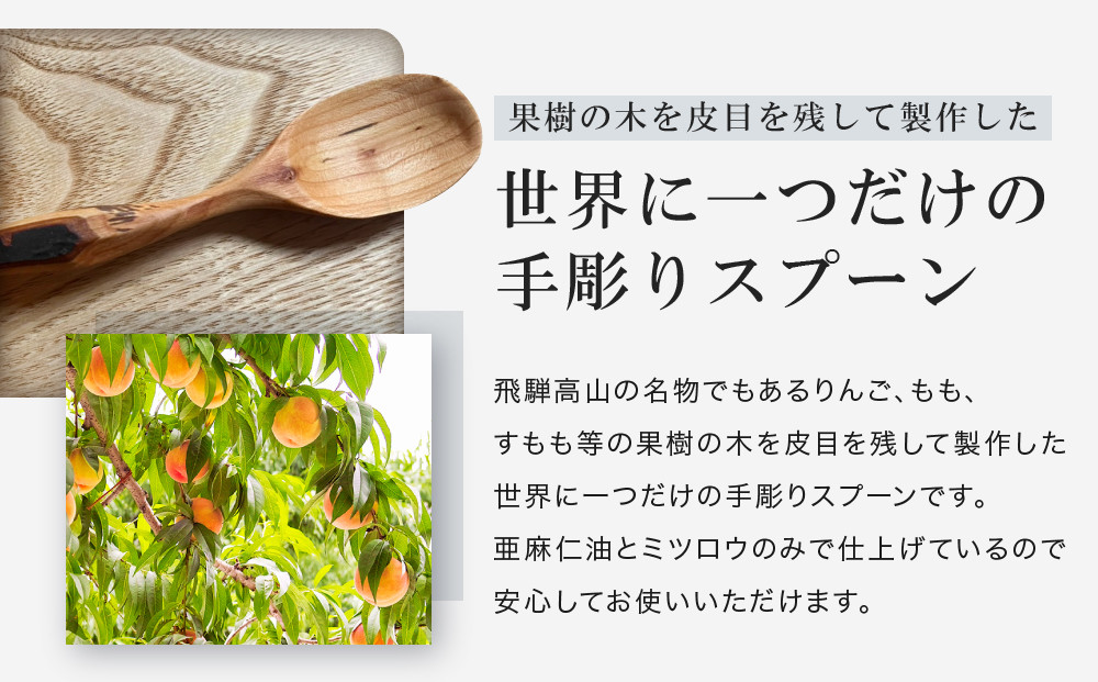 一点物！飛騨果樹の木　手彫りスプーン  |果樹の木 手作り 木製 唯一無二 世界に一つ 飛騨高山　shizendou TA001