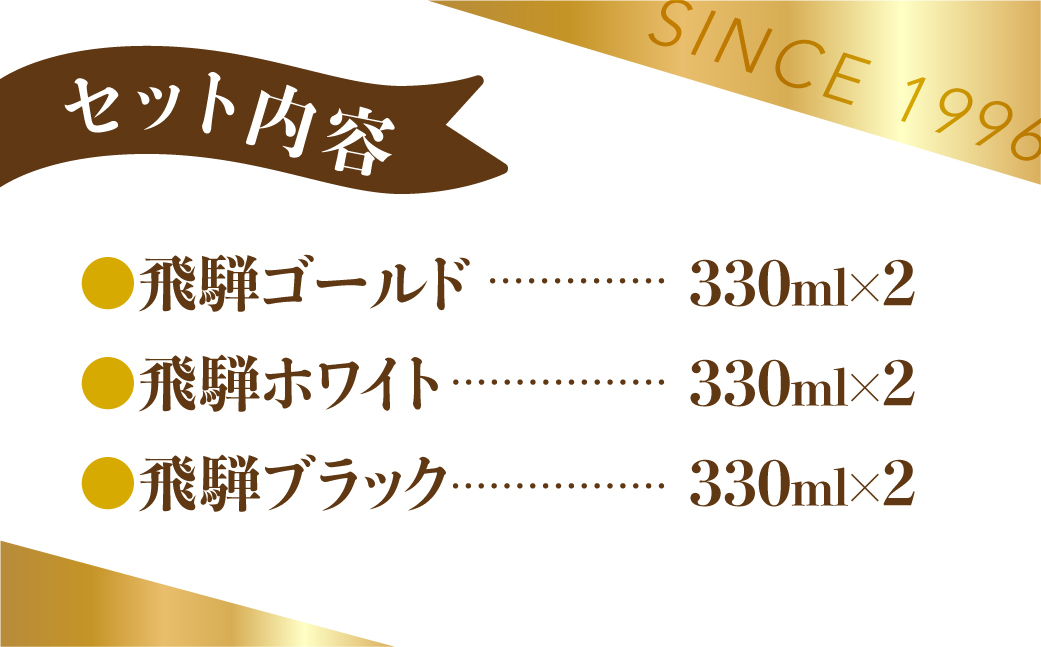 地ビール飛騨 定番セット 3種6本 黒ビール ライトエール ダークラガー