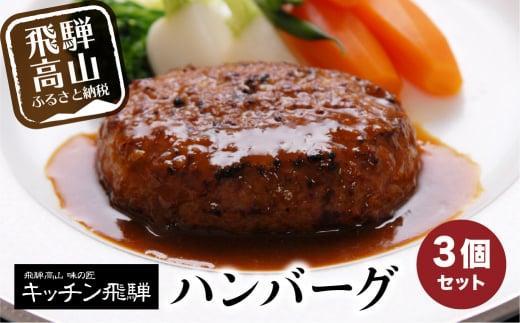 キッチン飛騨 ハンバーグ 3個セット デミグラスソース付 国産豚 国産牛 飛騨ハム 冷凍 老舗 名店 飛騨高山 おすすめ 飛騨ハム CQ002VC13