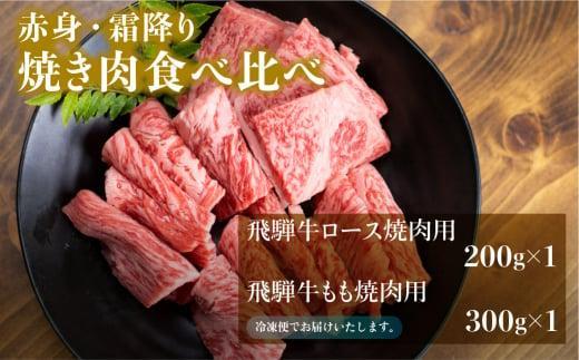 【3月発送】飛騨牛 焼肉 2種食べ比べ 500g（ロース200g もも300g）| 和牛 黒毛和牛 ブランド牛 牛肉 ロース もも 焼肉セット 肉 お肉 お取り寄せ 飛騨高山 山武商店 LZ003VC03