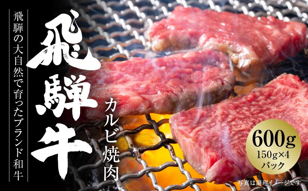 飛騨牛 カルビ焼肉 600g（150g×4パック） 冷凍真空パック | 肉 お肉 焼肉 焼き肉 やきにく 黒毛和牛 和牛 個包装 小分け 人気 おすすめ 牛肉 ギフト お取り寄せ【飛騨高山ミートMZ005】