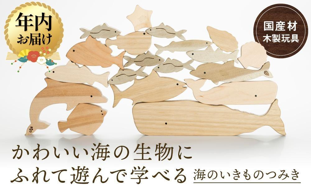 【12月配送】海のいきものつみき [国産材・木製玩具］| 年内発送 ギフトラッピング対応 インテリア 雑貨 かわいい おしゃれ 積み木 おもちゃ ギフト 年内発送 発送時期が選べる 高山【オークヴィレッジ】AH003VC12