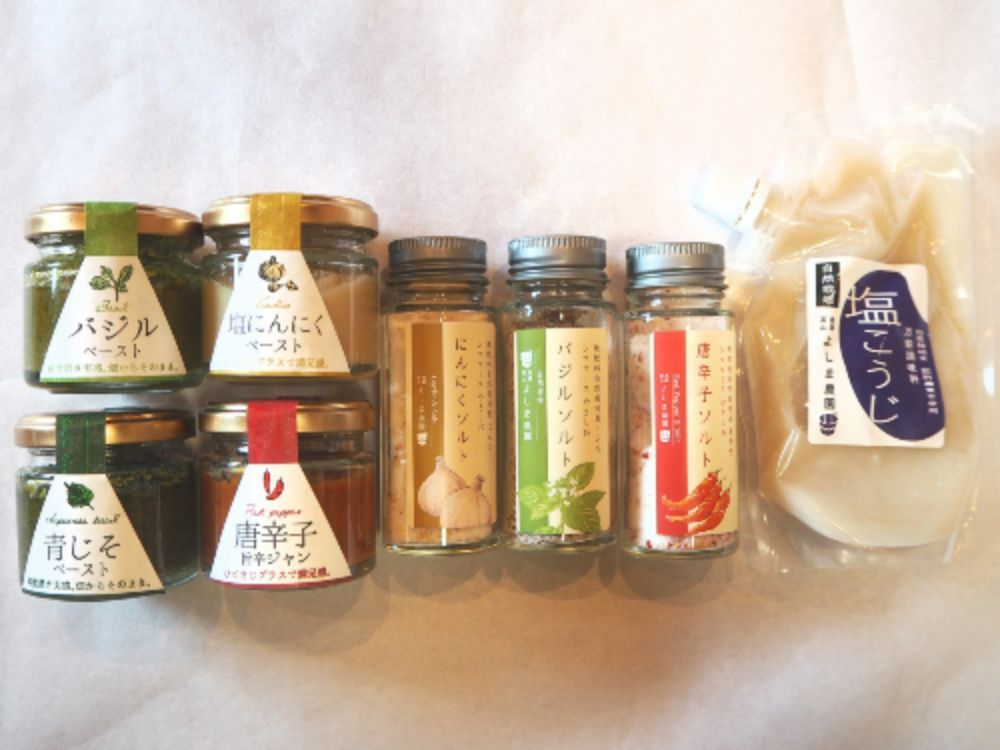 飛騨高山よしま農園の自然栽培調味料シリーズ バジル ニンニク 唐辛子 青じそ ペースト 塩 b523 