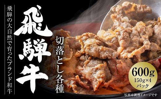 飛騨牛 切落とし 600g（約150g×4パック） 冷凍真空パック | 肉 お肉 すき焼き すきやき しゃぶしゃぶ 黒毛和牛 和牛 個包装 小分け 人気 おすすめ 牛肉 ギフト お取り寄せ 7日以内お届け【飛騨高山ミート MZ001】