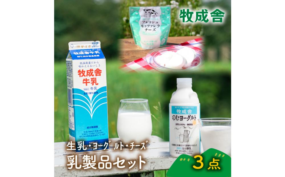 ＜牧成舎＞飛騨の牛乳屋さんが作った こだわりの乳製品お試しセット（牛乳1L×1本・のむヨーグルト750ml×1本・モッツァレラチーズ100g×1個）| 低温殺菌 無添加 牛乳 ヨーグルト チーズ 乳製品 おいしい セット 飛騨高山 (有)牧成舎 DF042