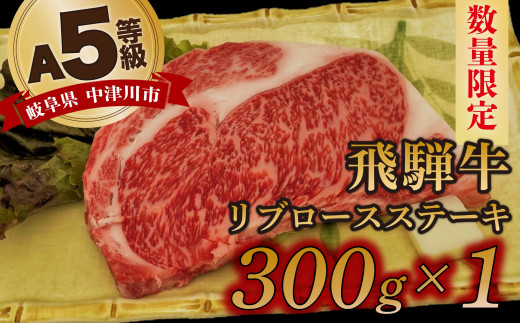 【数量限定！チルド（冷蔵）発送！】「飛騨牛」A5等級リブロース 300g ステーキ 鉄板焼き 網焼き 焼肉 バーベキュー BBQ
