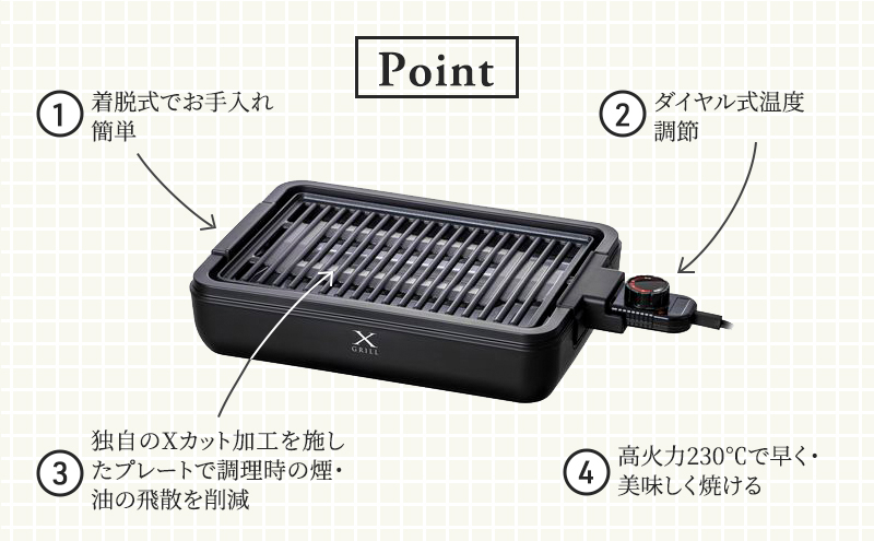 減煙焼肉グリル XGRILL YGMA-X100(B) 82760 F4N-0683