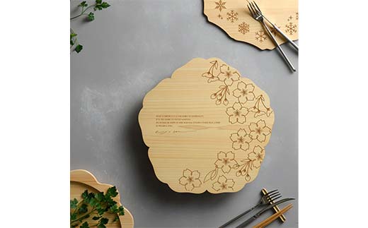 型抜き料理トレー 春 ヤマコー株式会社 料理ボード 料理トレー 大皿 食器 ひのき 木製 F4N-1813