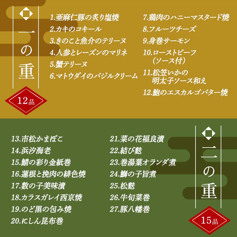 ＜タカシマヤオリジナル＞おせち料理「彩賀」 お正月 27品目 海鮮 和食 洋食 2～3人前 冷凍 F4N-1629