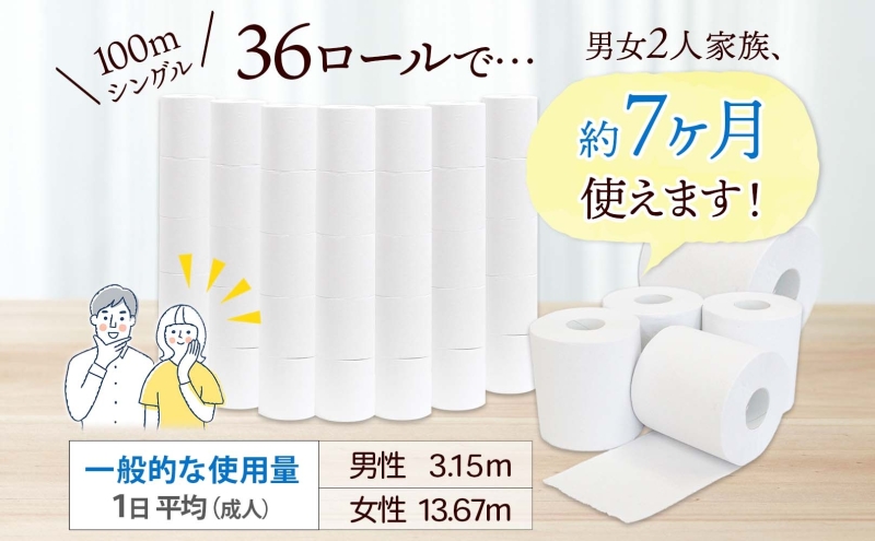 無包装 トイレットペーパー ハードタイプ 100m 36ロール 長巻き シングル 紙 ペーパー エコ 日用品 消耗品 生活必需品 衛生用品 トイレ用品 114mm幅 非常用 備蓄 ストック まとめ買い 防災 国産 日本製 送料無料 川一製紙 岐阜県 美濃市