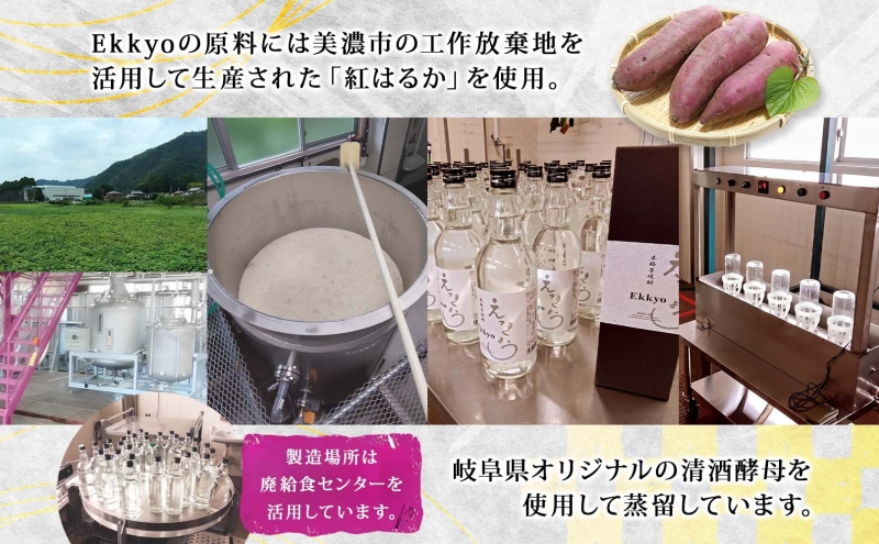 本格 芋焼酎 えっきょう 25度 720ml 瓶 2本 Ekkyo 焼酎 乙類 お酒 アルコール 飲料 さつまいも 紅はるか 芋 いも イモ G酵母 オリジナル 晩酌 家飲み プレゼント 贈り物 ギフト 父の日 お中元 お歳暮 誕生日 自家用 送料無料 紫屋  岐阜県 美濃市